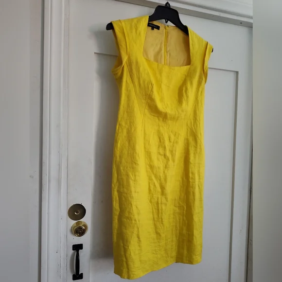 Lafayette 148 New York Vibrant Yellow Midi Dress - Picture 3 of 12